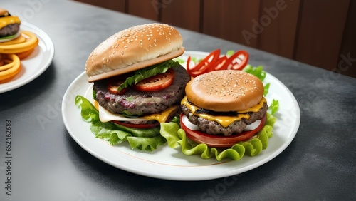 delicious burger on a plate