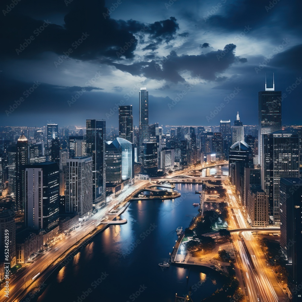 Obraz premium Breathtaking aerial view of urban skyline