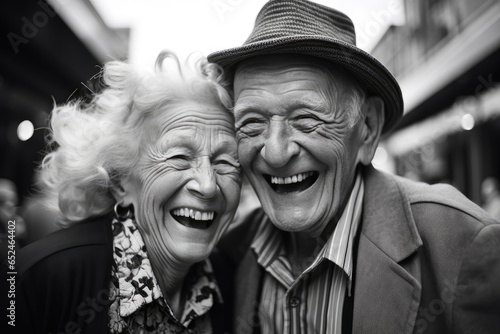 Happy senior man and senior woman closeup