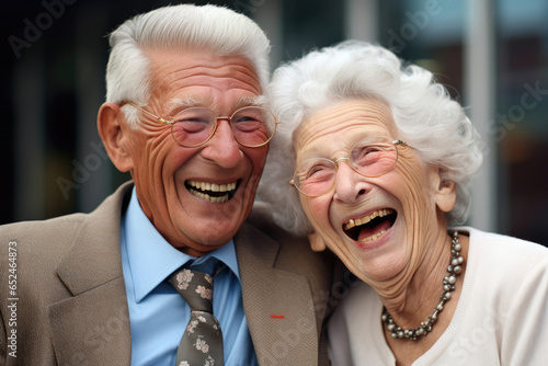 Happy senior man and senior woman closeup