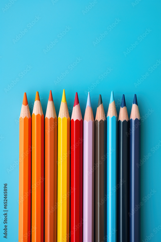 colored pencils background with empty copy space colored pencils background with empty copy space