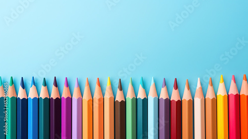 colored pencils background with empty copy space