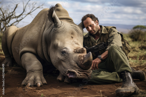 Wildlife ranger working to safeguard the Northern White Rhinoceros
