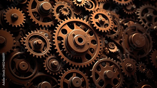 Wallpaper Mural an assortment of mechanical gears, rusty with space for copy in an industrial-themed image as a JPG horizontal format. generative ai Torontodigital.ca