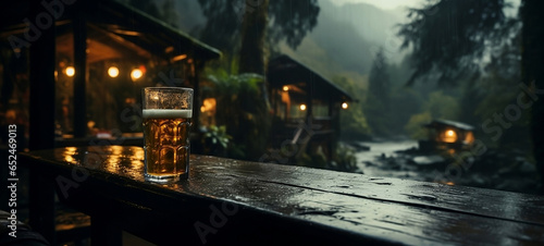 Glass of beer. Generative AI.