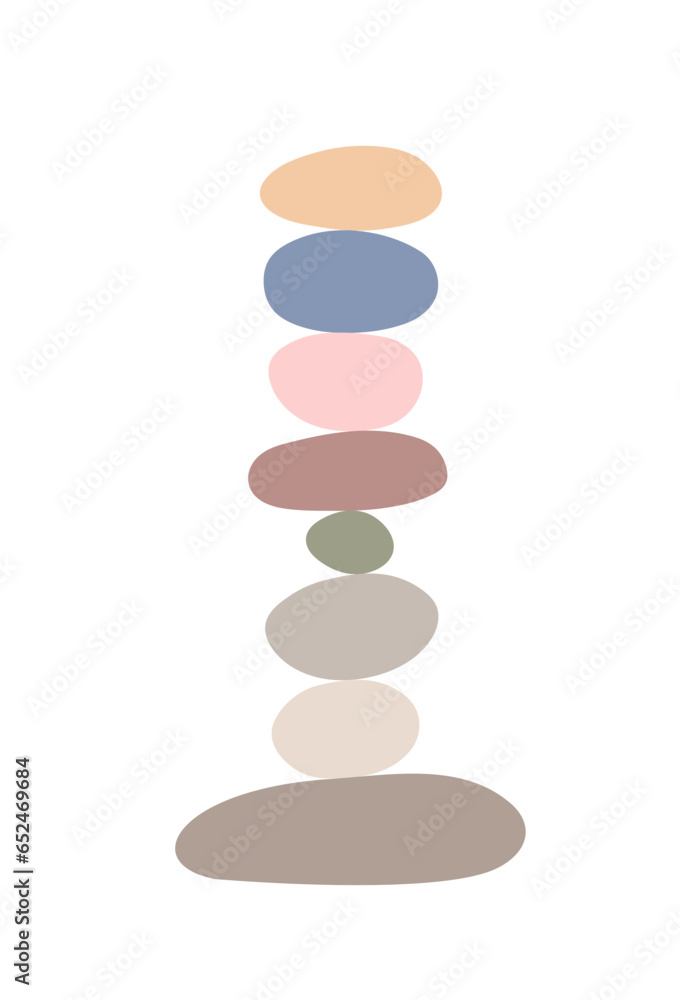 Zen stones cairns simple abstract flat style vector illustration, relax, meditation and yoga concept, boho colors stone pyramid for making banners, posters, cards, prints, wall art Zen stones cairns simple abstract flat style vector illustration, relax, meditation and yoga concept, boho colors stone pyramid for making banners, posters, cards, prints, wall art