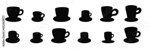 Set of cup silhouette. Hand drawn cup with sauce as silhouette isolated on white background. Vector illustration