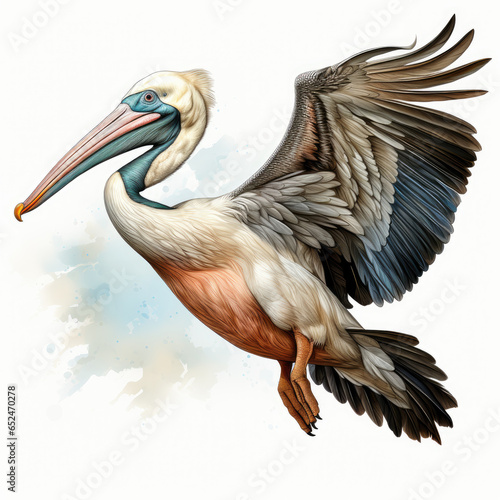 watercolor Pelican clipart, Generative Ai © creativeproartist