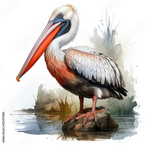 watercolor Pelican clipart, Generative Ai