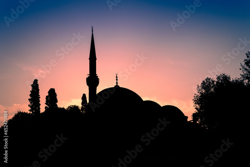 Istanbul Mosque Silhouette at Sunset