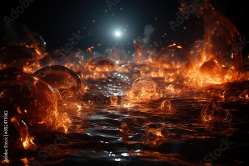 Solar athlete sculpes flames in celestial arena., generative IA photo