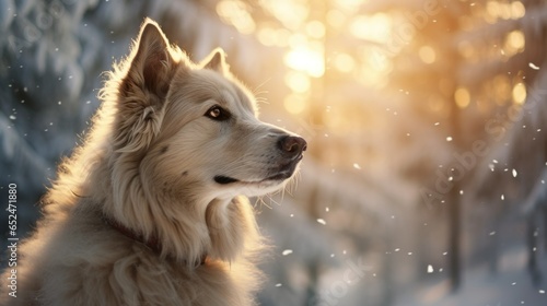 Joyful Leaps: A Dog's Snowy Forest Adventure © Daryna