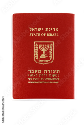 Israeli travel document, laissez-passer. migration journey concept photo