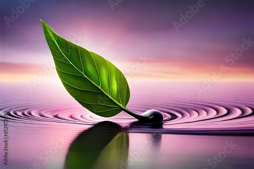 shiny water drops puprle leaf