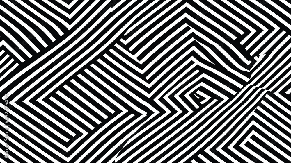 Opart abstract background with diagonal lines. Stylish monochrome striped texture. Modern vector design element.