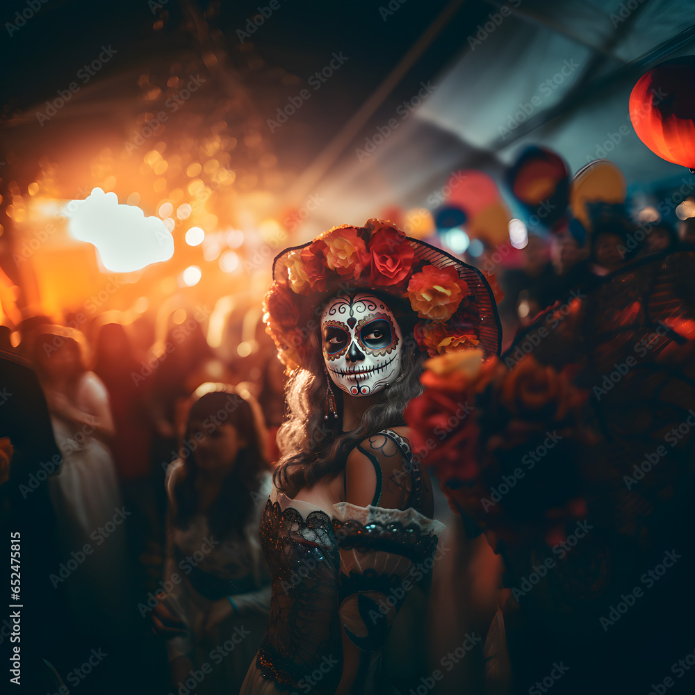 Día de los Muertos w Meksyku: Hołd Dla Dusz Przodków, AI Generative - obrazy, fototapety, plakaty 
