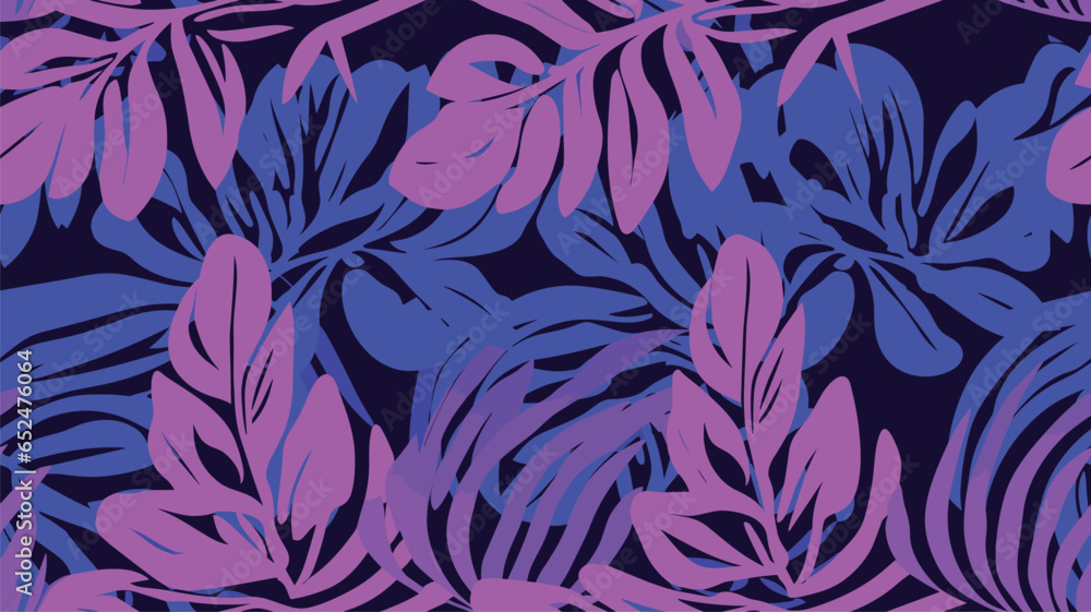 custom made wallpaper toronto digitalPurple pink abstract background with tropical palm leaves in Matisse style. Vector seamless pattern with Scandinavian cut out elements.