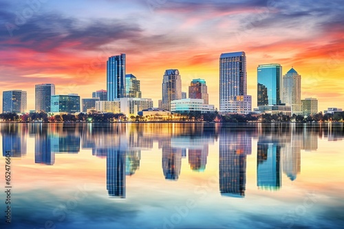 Panoramic cityscape of Orlando, FL. Generative AI