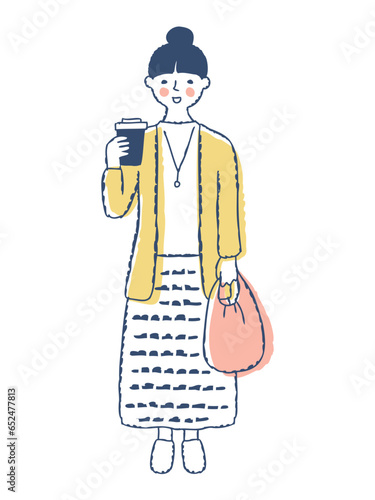 笑顔の若い女性　全身　