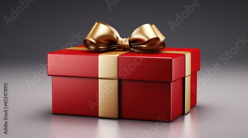 Red gift box with a ribbon and bow