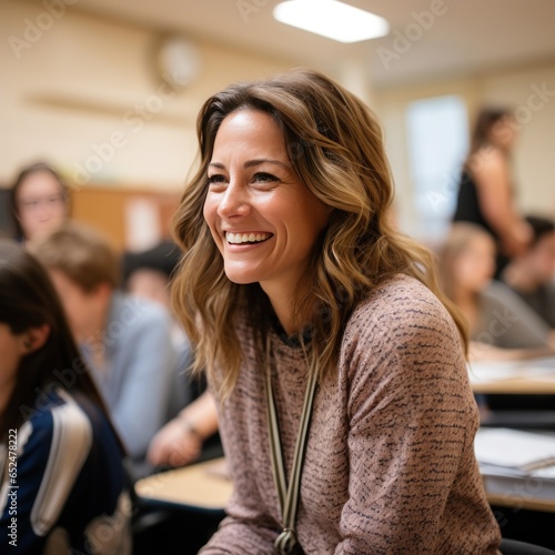 Teacher leading a discussion with engaged students