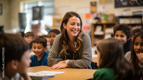 Teacher leading a discussion with engaged students