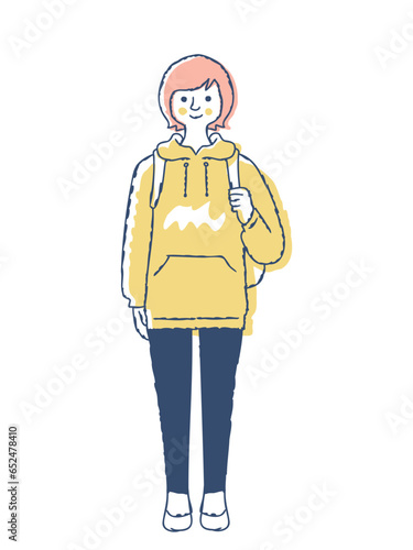 笑顔の若い女性　全身　