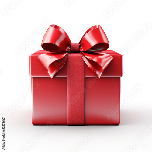 Red gift box with a ribbon and bow