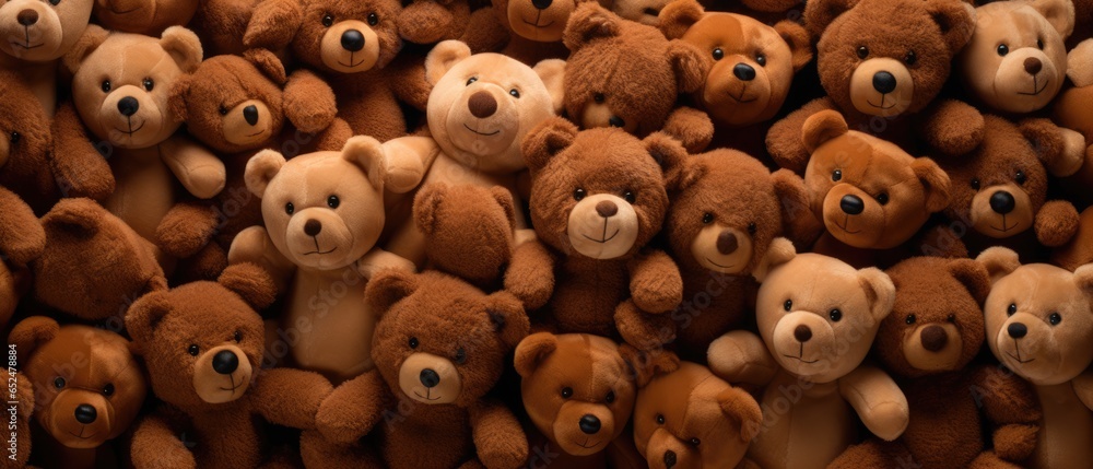 Full frame image of many teddy bears squeezing each other and squinting Full frame image of many teddy bears squeezing each other and squinting