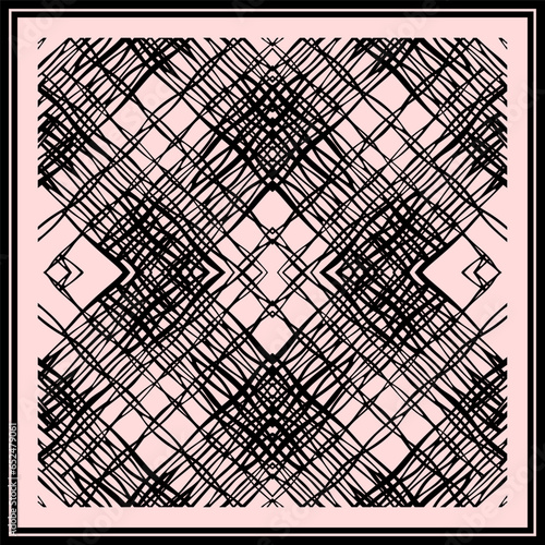 Vector geometric abstract pattern for design of hijab, shawl, tablecloth, pillowcases.