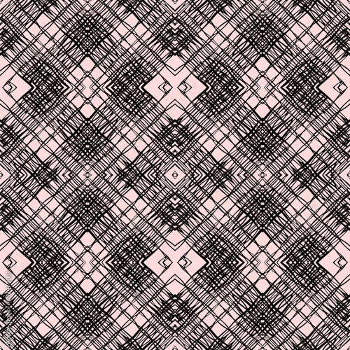 Vector geometric abstract pattern for design of hijab, shawl, tablecloth, pillowcases, seamless two-color background