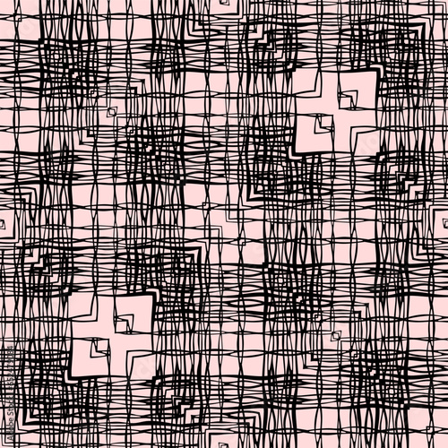 Vector geometric abstract pattern for design of hijab, shawl, tablecloth, pillowcases, seamless bicolor pink gray background