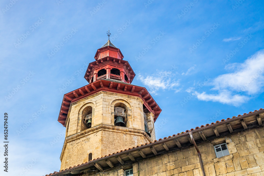 Obraz premium Bell tower of Saint-Vincent church in Ciboure, France