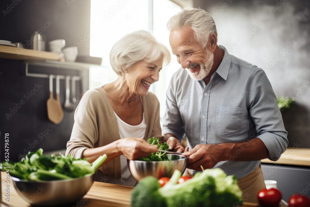 happy senior loving couple cooking in kitchen happy senior loving couple cooking in kitchen