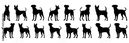 Dog silhouettes set, large pack of vector silhouette design, isolated white background