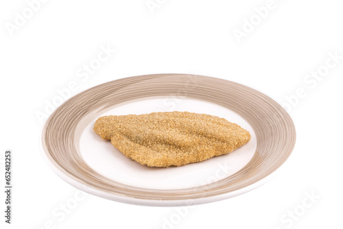 Canvas Print a fillet of plaice breaded frozen