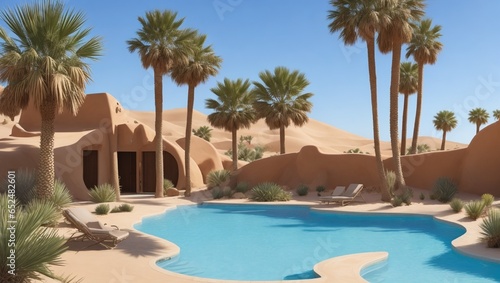 A old house with luxury swimming pool in desert 