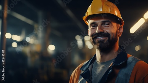 Smiling Professional Heavy Industry Worker in a factory