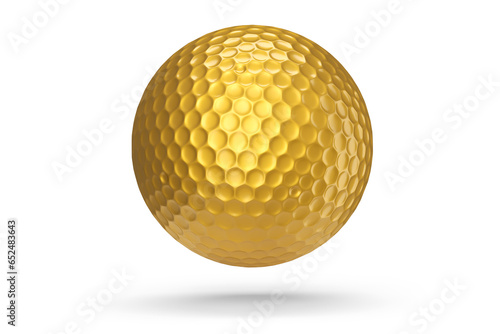 Gold golf ball isolated on white background