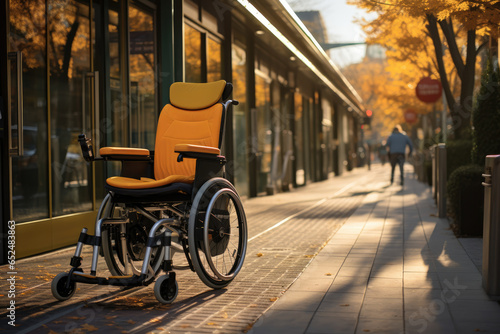 A wheelchair-accessible public transportation system, emphasizing the importance of mobility for all citizens. Generative Ai.