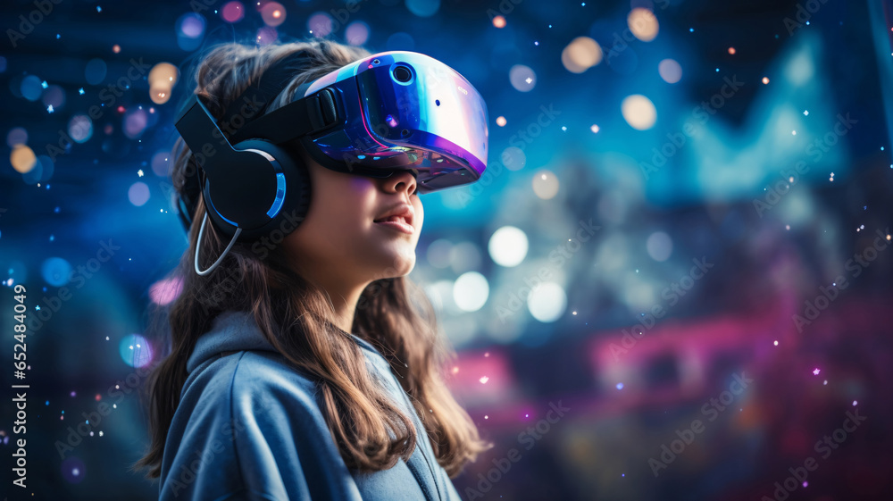 Portrait of young woman wearing. vr reality headset or 3d glasses. Portrait of young woman wearing. vr reality headset or 3d glasses.