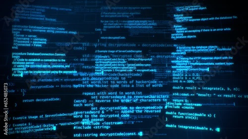 Blue Scrolling Hacker Digital Text - Loop Artificial Intelligence Background