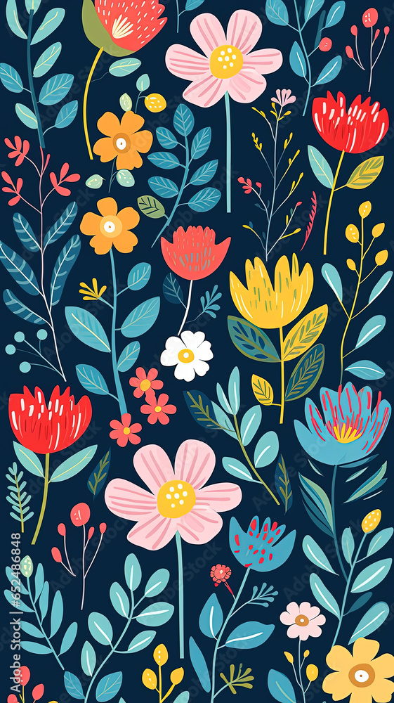 Floral botanical texture pattern with flowers and leaves. Pattern can be used for wallpaper, pattern fills, web page background, surface textures. Floral botanical texture pattern with flowers and leaves. Pattern can be used for wallpaper, pattern fills, web page background, surface textures.