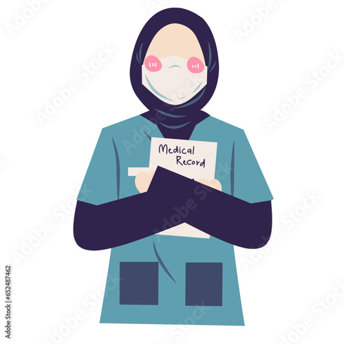 Faceless muslim surgeon illustration