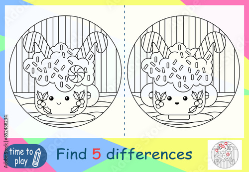 children's educational game. logic game. coloring book. find the difference. New Year. Christmas.	
