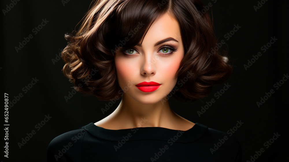 Fototapeta premium portrait of a young woman in a retro vintage style.