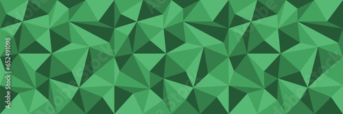 Green geometric seamless background or border with triangles, vector