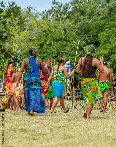 Schilderij op canvas Lancer de javelot catégorie femme à Tahiti en Polynésie