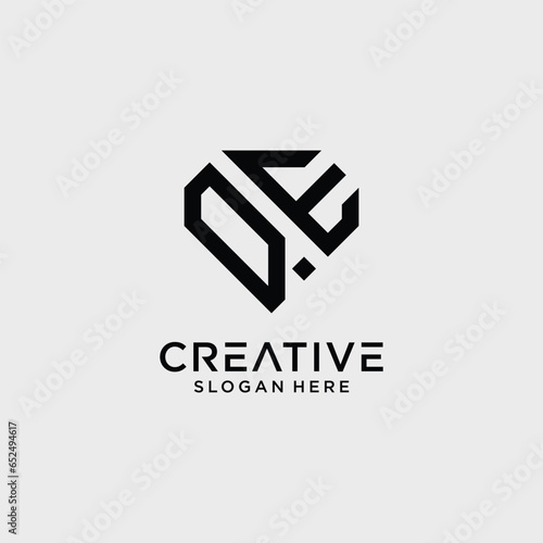 Creative style qe letter logo design template with diamond shape icon