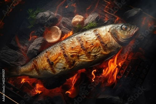 Delicious Smoked Fish on Charcoal Grill